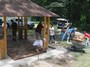With plenty of help, laying the pavers went faster than expected.
